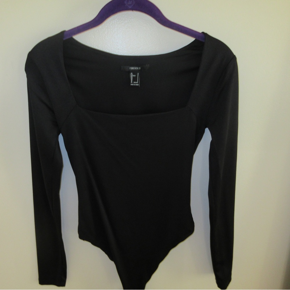 Forever 21 Black Long Sleeve Bodysuit